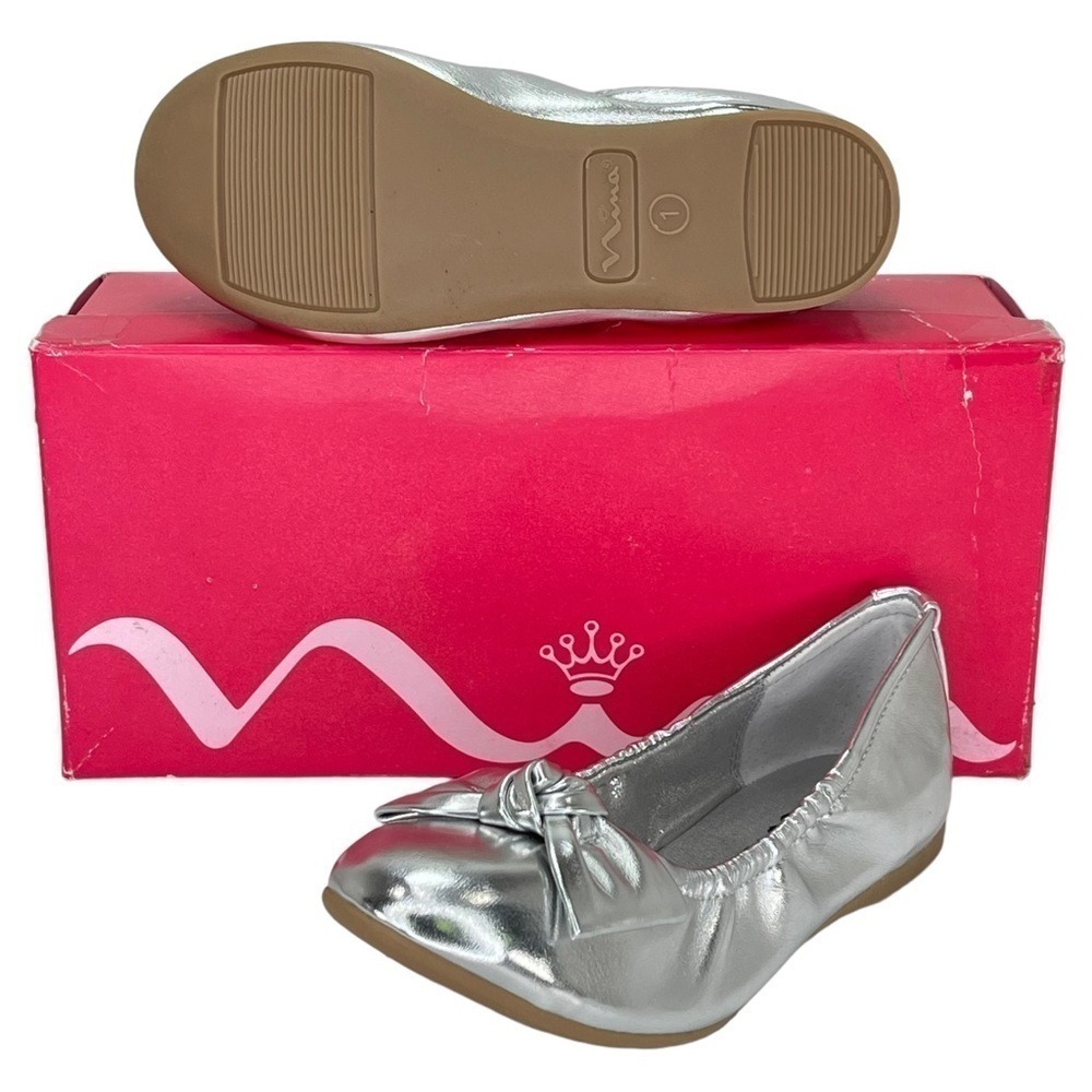 Nina Karla Silver Metallic Little Girl’s Ballet Flats Size 1M - Picture 12 of 12